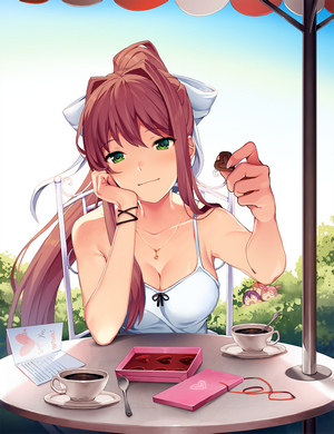 Monika from Doki Doki Literature Club in White Dress