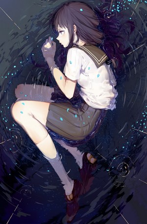 Chitanda Eru from Hyouka in Rain