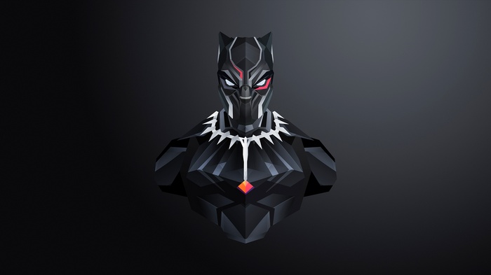 Black Panther bust in low poly art style
