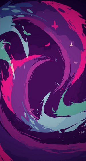 Abstract purple and pink swirls with butterflies