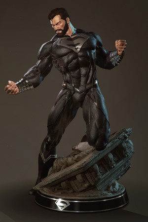 Superman in Black Suit Statue