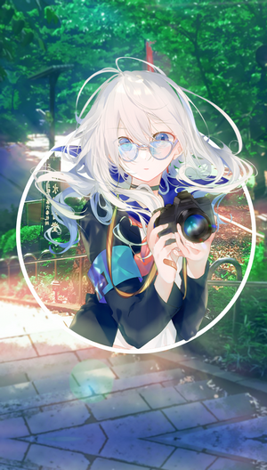 Anime girl with camera in park