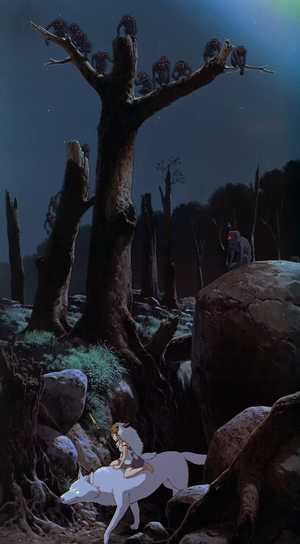 San and Moro from Princess Mononoke in a forest