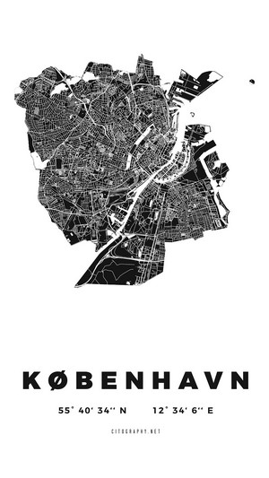 Map of Copenhagen with coordinates