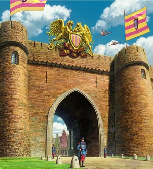 Castle Gate with Flags and Soldiers from Howl's Moving Castle