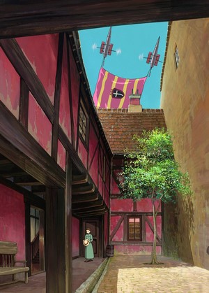 Howl's Moving Castle banner with flying machines