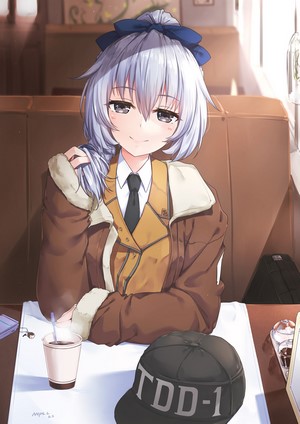 Teletha Tessa Testarossa from Full Metal Panic! at a cafe