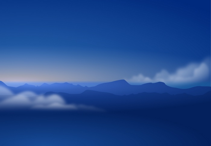 Blue mountains and clouds in the sky