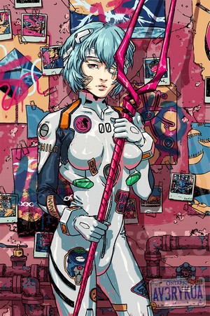 Rei Ayanami from Neon Genesis Evangelion with Spear of Longinus