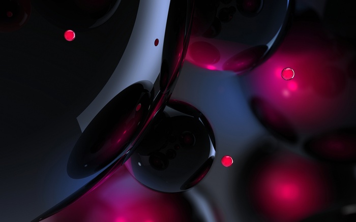Dark 3D spheres with pink highlights
