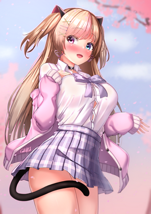 Anime girl with cat ears and tail
