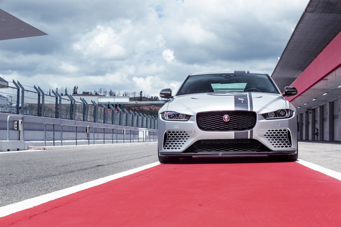 Jaguar XE SV Project 8 on a racetrack