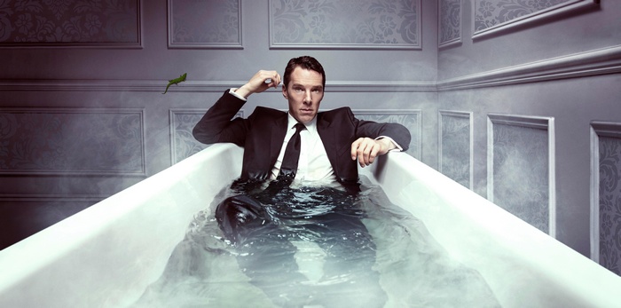 Benedict Cumberbatch as Patrick Melrose in a bathtub 4K