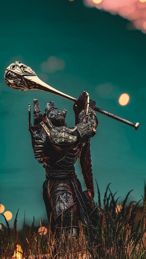Character from The Witcher 3: Wild Hunt holding a horn