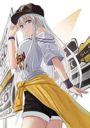 Anime girl with white hair and sunglasses