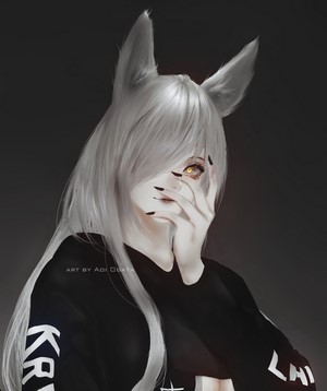 Anime girl with white hair and fox ears