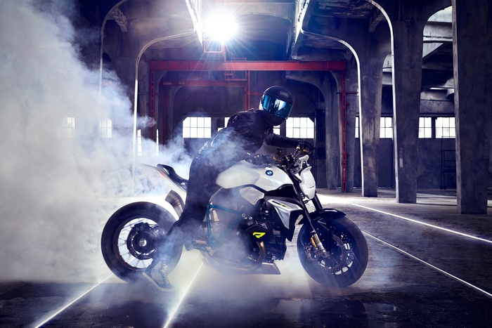 BMW Concept Roadster motorcycle in smoke