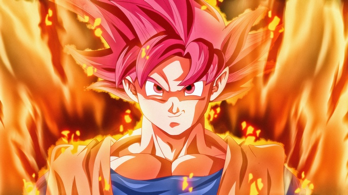Goku from Dragon Ball Super in Super Saiyan God form