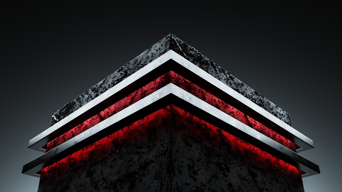 Modern layered cube with red lighting 4K