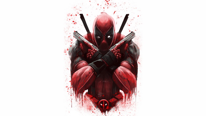 Deadpool with guns, digital painting
