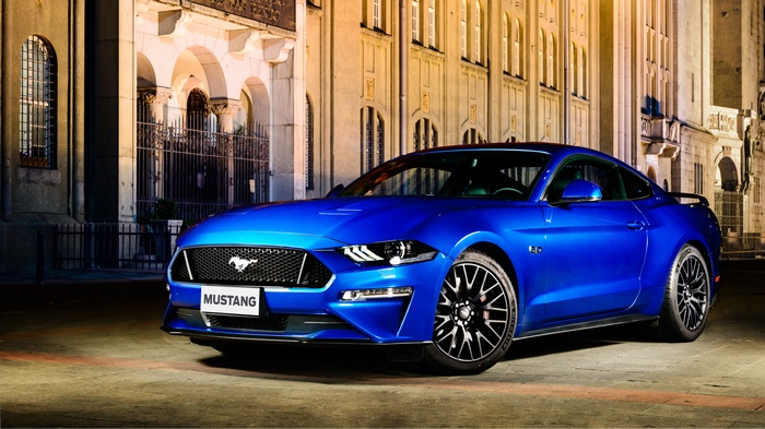 Blue Ford Mustang GT Fastback 2018 4K