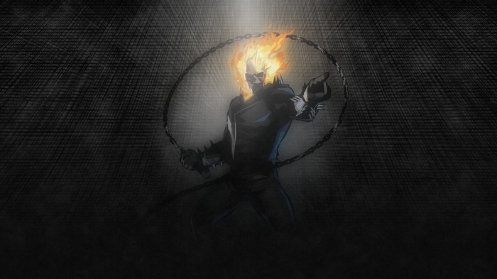 Ghost Rider with flaming skull and chains