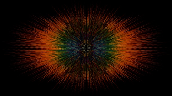 Abstract symmetrical explosion of colorful wavy lines