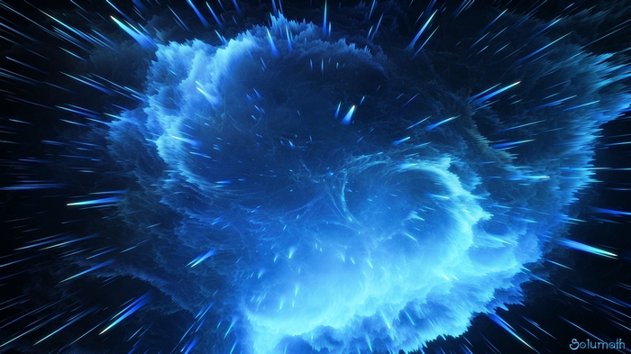 Abstract blue nebula with light streaks