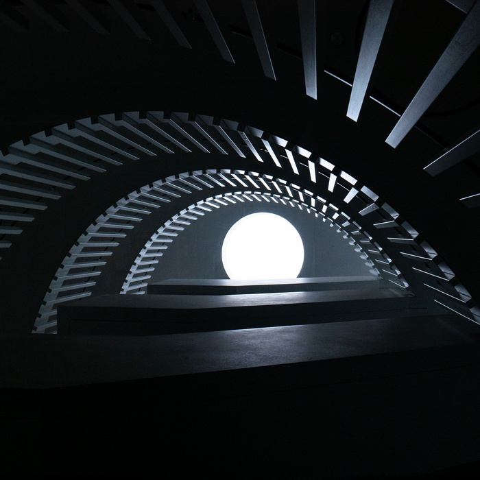 Abstract Architecture with Glowing Orb