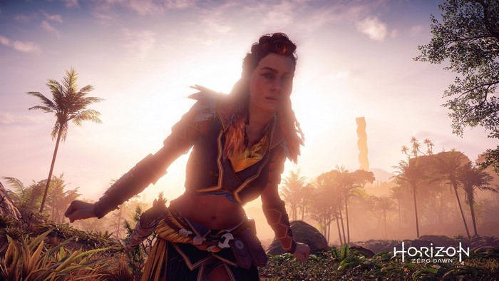 Aloy from Horizon Zero Dawn in a jungle