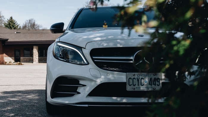 White Mercedes-Benz C-Class on Ontario Road