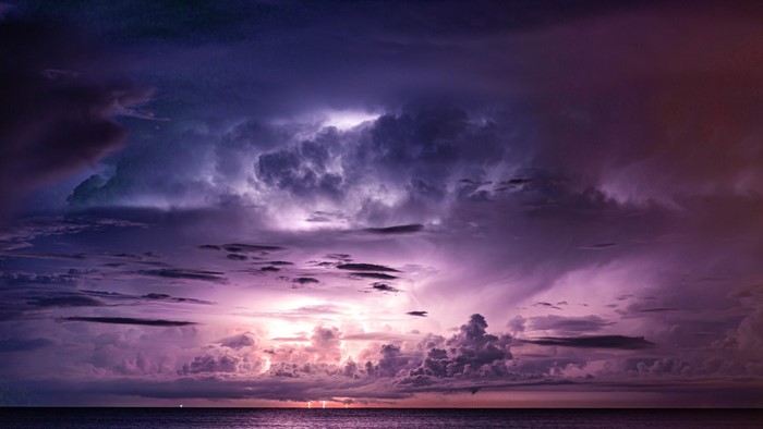 Lightning storm over the ocean