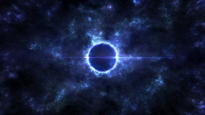 Black hole in deep space with nebulae