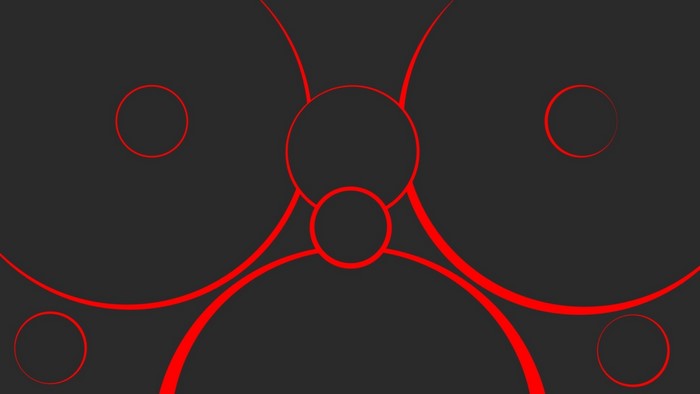 Abstract Red Circles and Lines on Dark Background