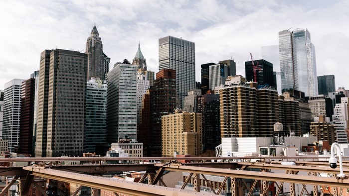 New York City skyline from Brooklyn Bridge