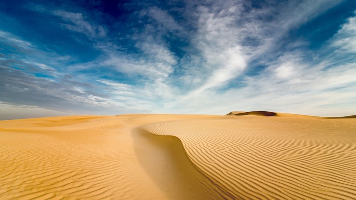 4K Desert Landscape with Rippled Sand Dunes