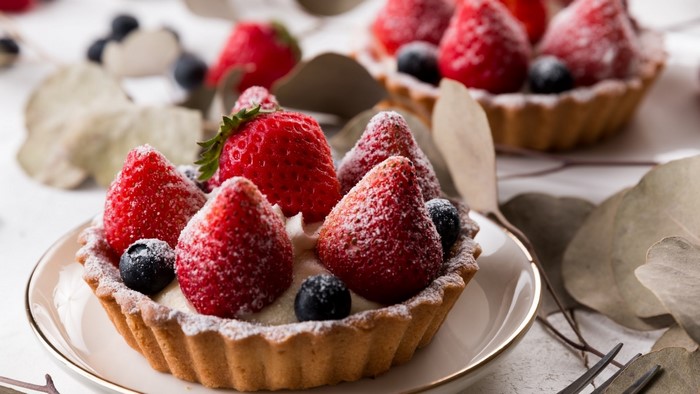 Strawberry and Blueberry Tarts with Powdered Sugar