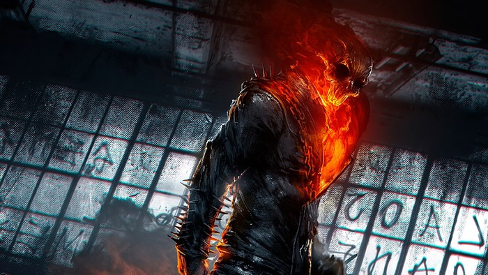 Ghost Rider in a dark environment