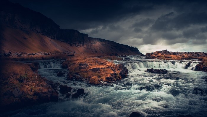 4K Iceland Waterfall Landscape