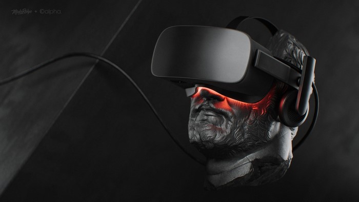 Bust of a man wearing a VR headset
