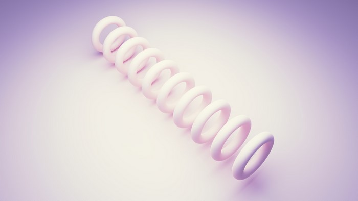 Abstract white rings on a purple gradient background