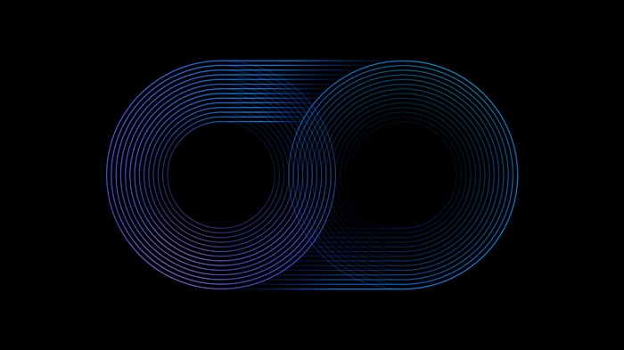 Abstract blue and purple concentric circles on black background