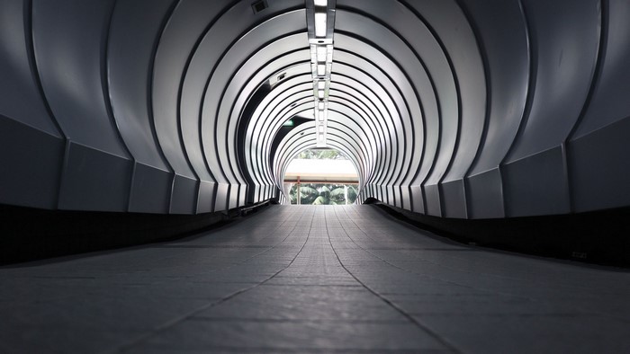 Modern tunnel with curved architecture