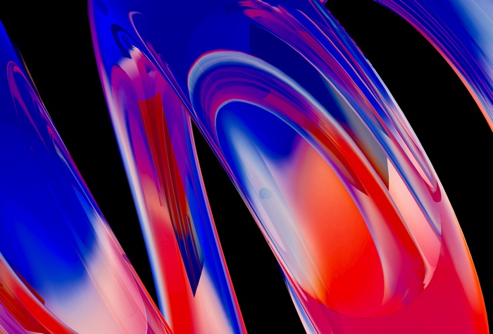Abstract Red and Blue Glassy Curves 4K