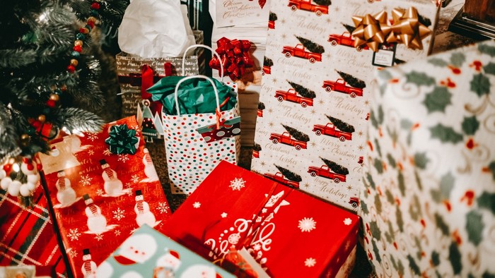 Christmas presents under a tree