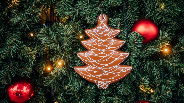 Christmas Tree with Ornaments and Lights
