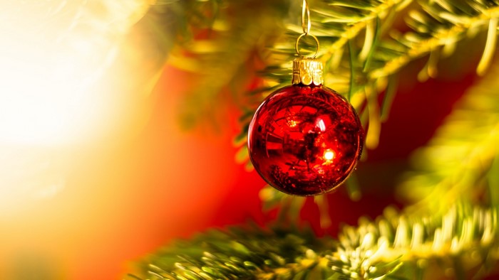 Red Christmas Ornament on a Tree