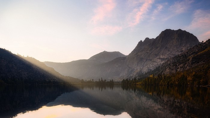 Lake and Mountains at Sunrise