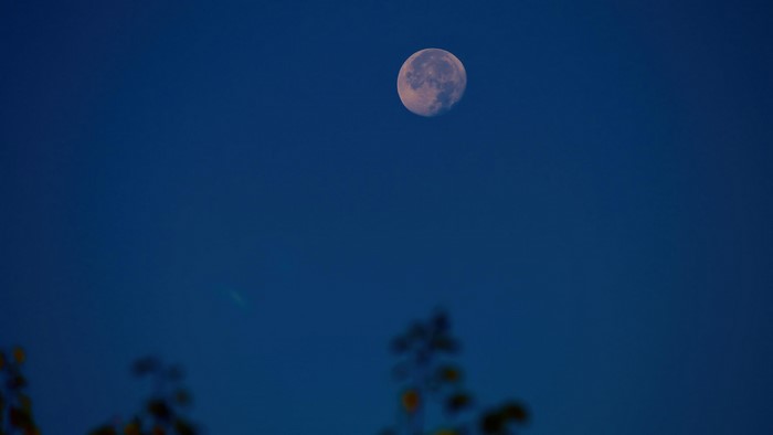 4K Moon in a Dark Blue Sky