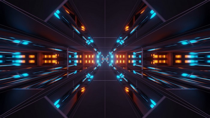 Futuristic Sci-Fi Tunnel with Neon Lights